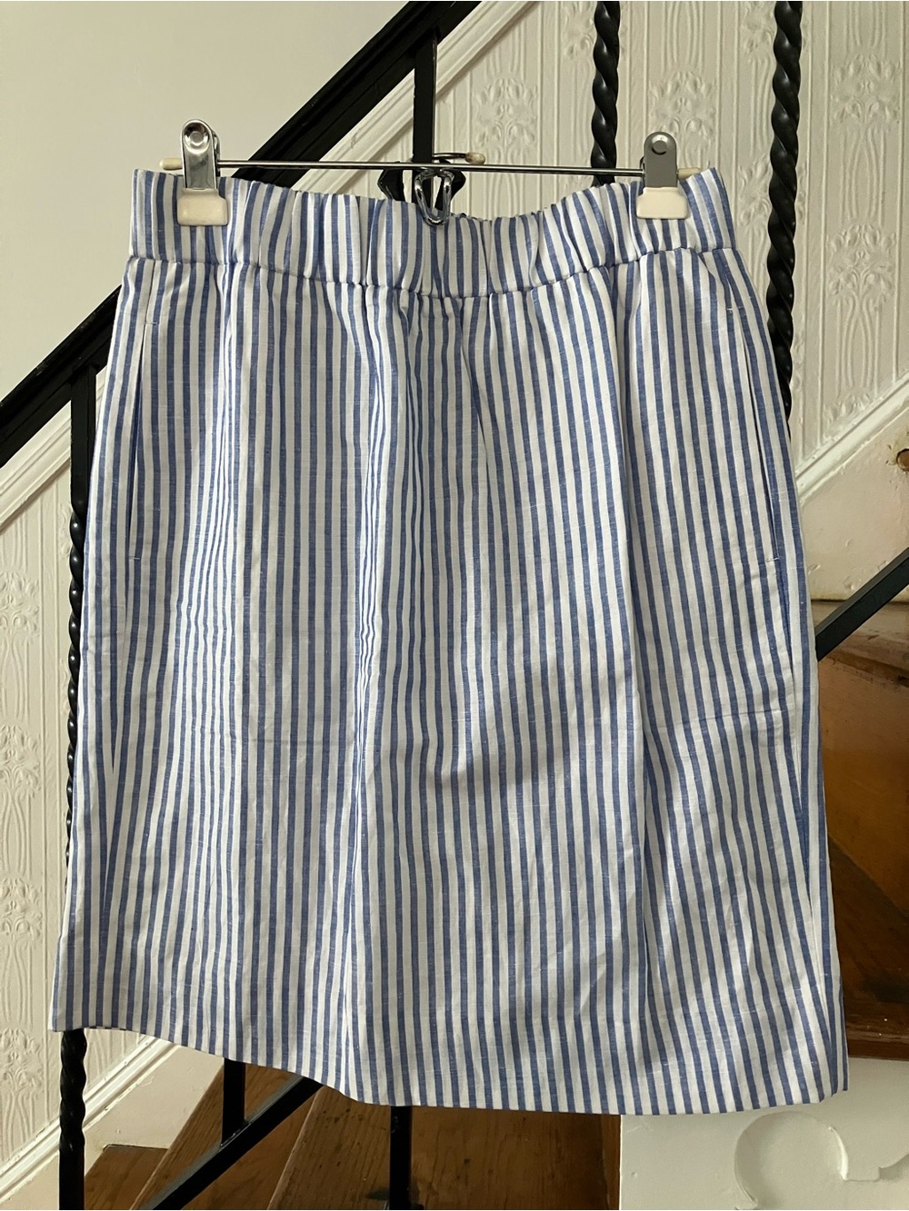J. Crew Blue and White Striped Cotton Skirt